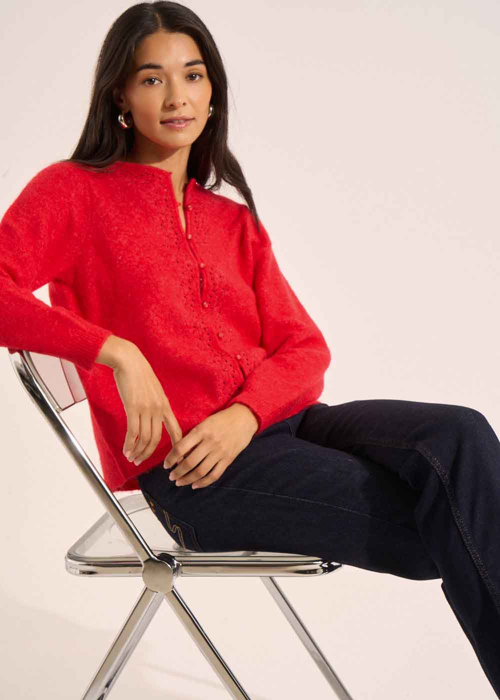 Gilet avec des boutons ronds et des manches longues - Sud Express - 5 - Sud Express