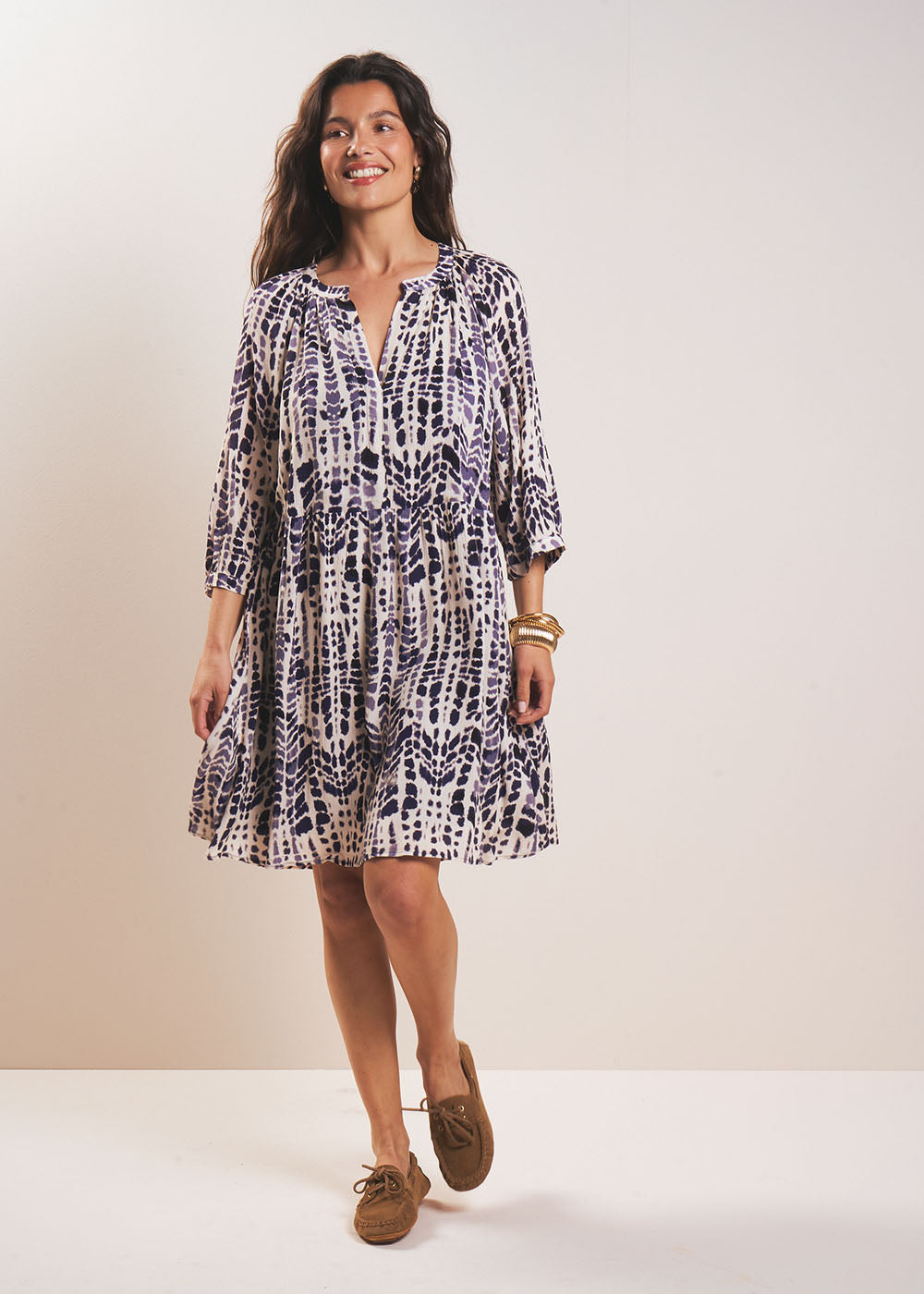 RIZALINE Robe courte imprimée léopart ikat - 1 - Sud Express - Sud Express