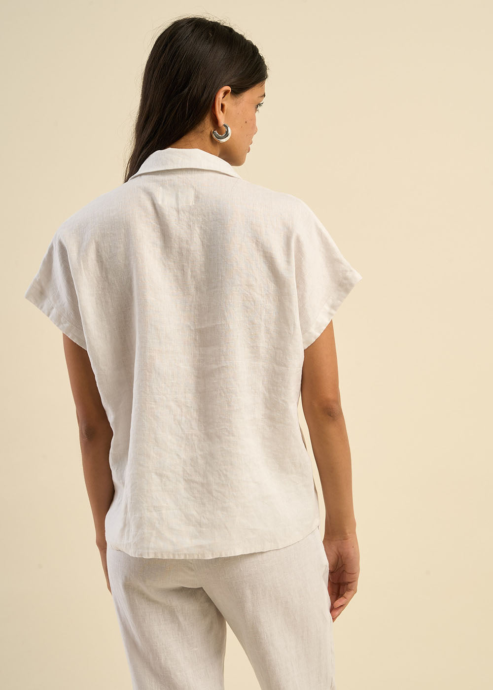 TAMINA Blouse en lin Col V - 3 - Sud Express - Sud Express