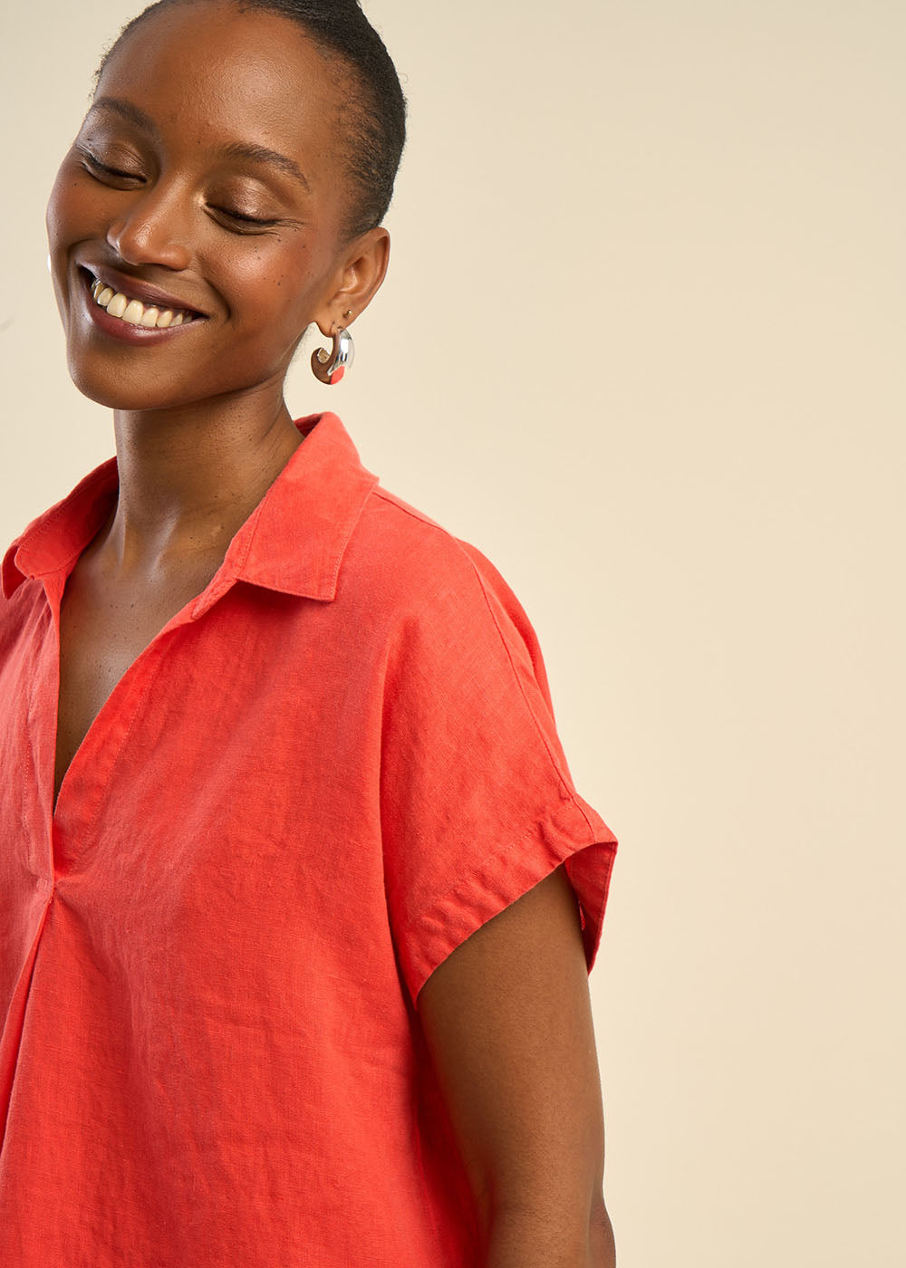 TAMINA Blouse en lin Col V - 2 - Sud Express - Sud Express