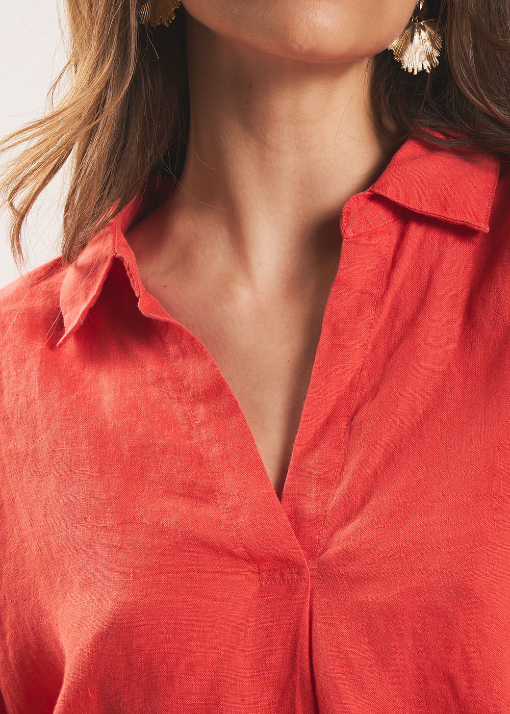 TAMINA Blouse en lin Col V - 2 - Sud Express - Sud Express