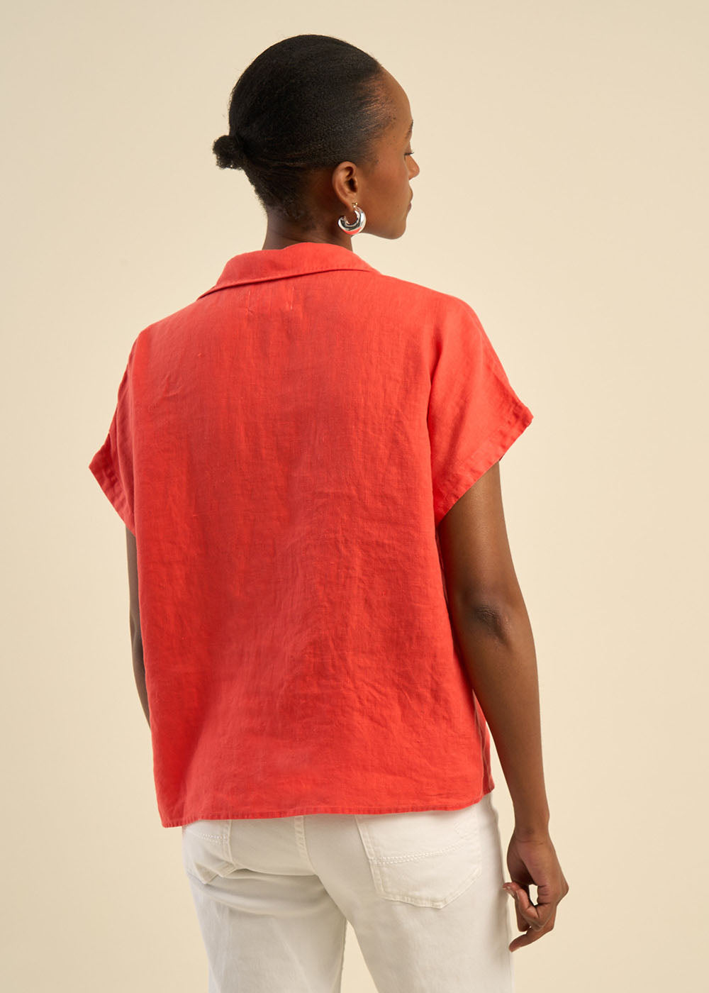 TAMINA Blouse en lin Col V - 3 - Sud Express - Sud Express