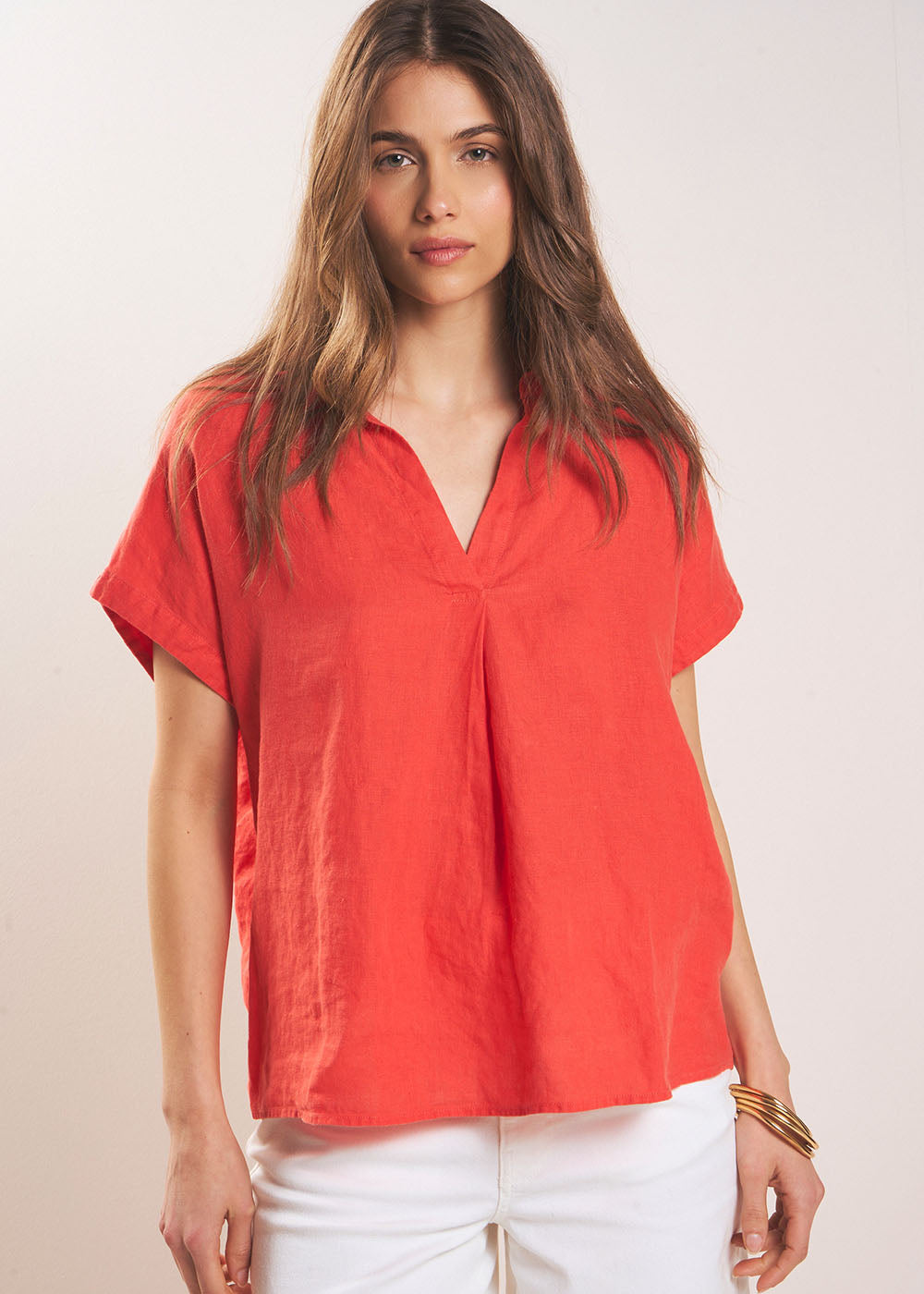 TAMINA Blouse en lin Col V - 4 - Sud Express - Sud Express
