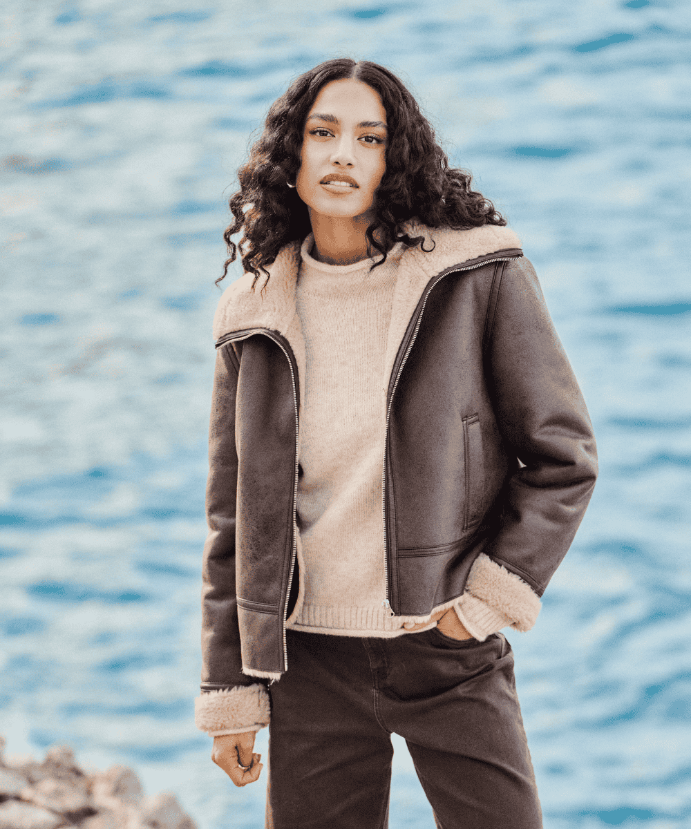 MALTAZI Manteau fausse peau lainée avec intérieur fausse fourrure - 1 - Sud Express - Sud Express