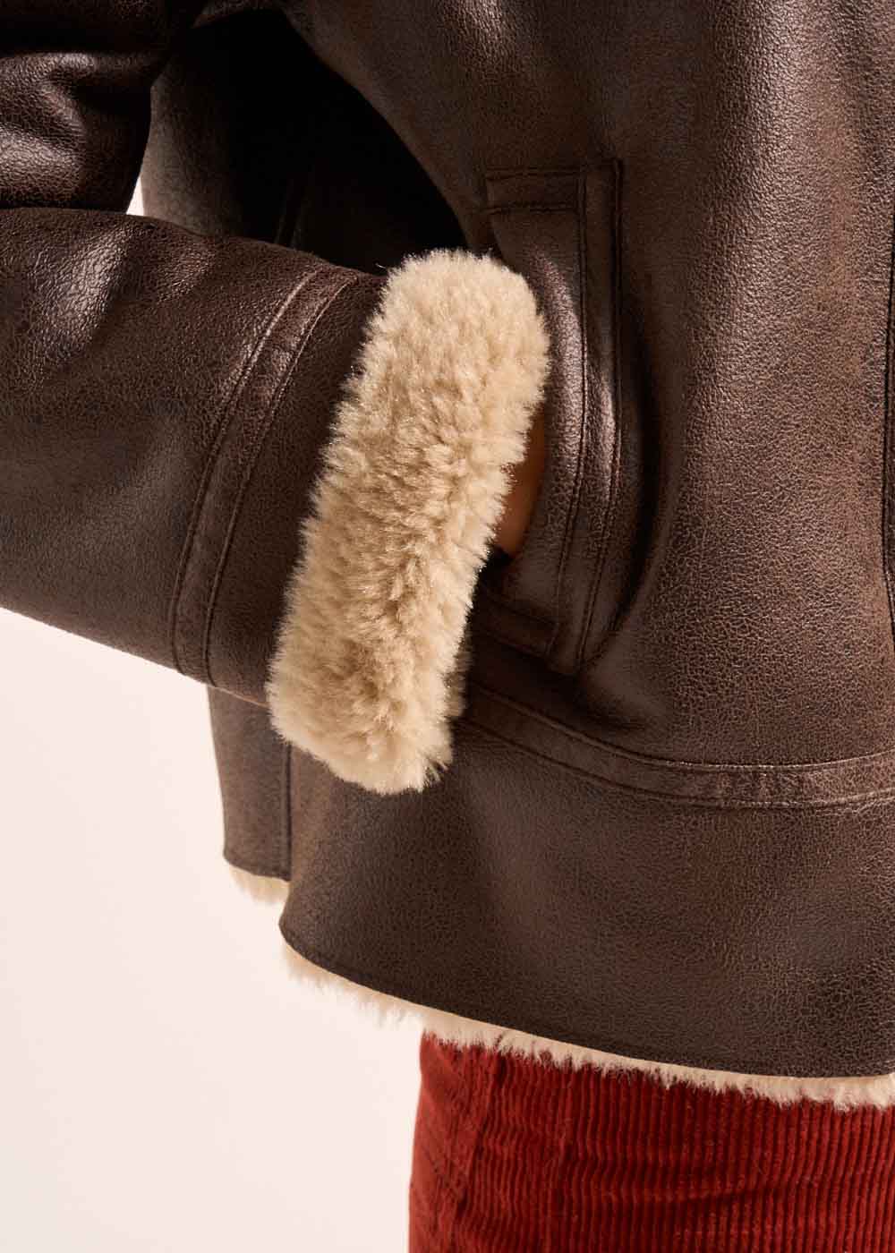 MALTAZI Manteau fausse peau lainée avec intérieur fausse fourrure - 4 - Sud Express - Sud Express