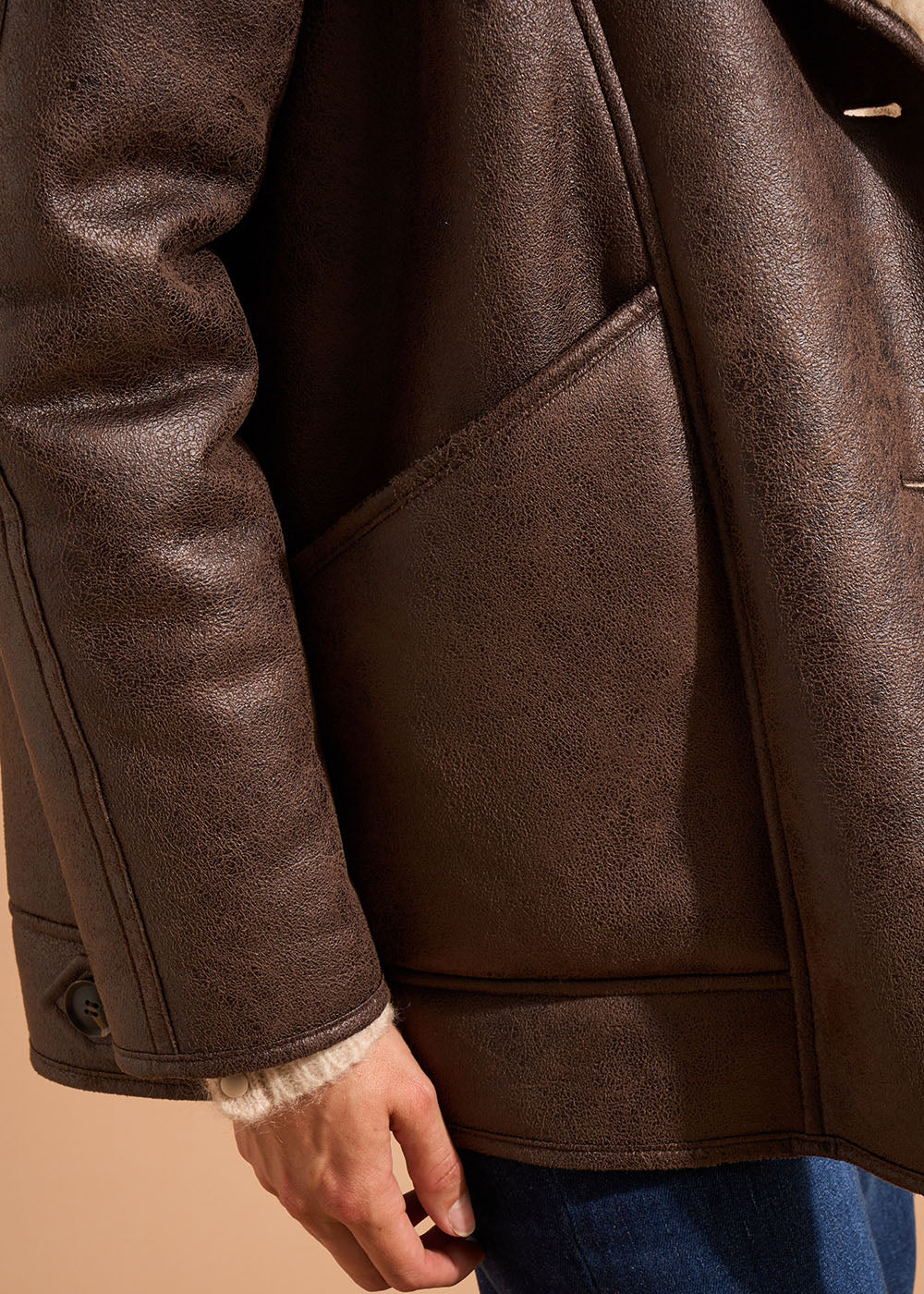 MIDNIGHT Manteau long avec intérieur en fausse fourrure - 4 - Sud Express - Sud Express