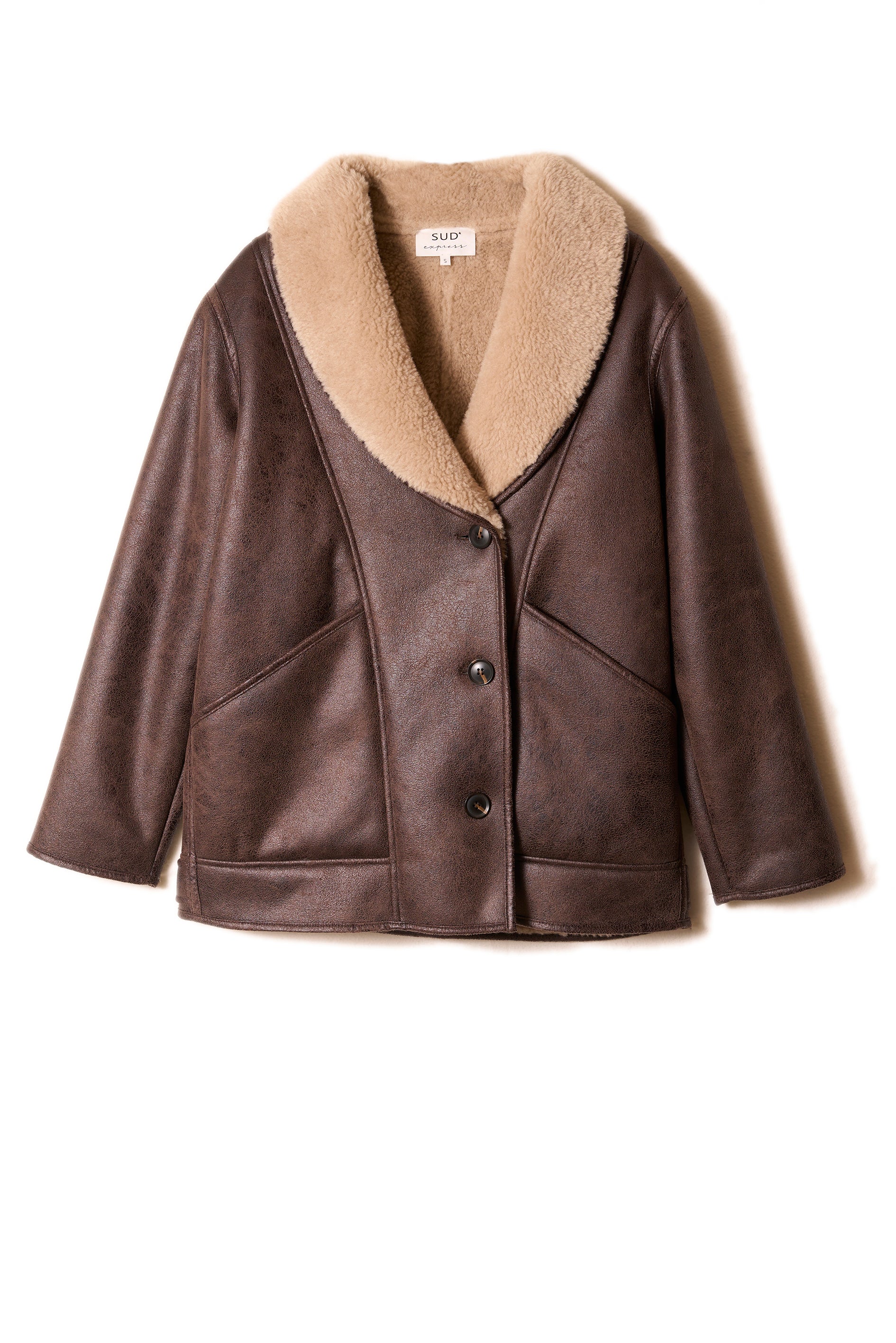 Manteau long avec intérieur en fausse fourrure - Sud Express - 6 - Sud Express