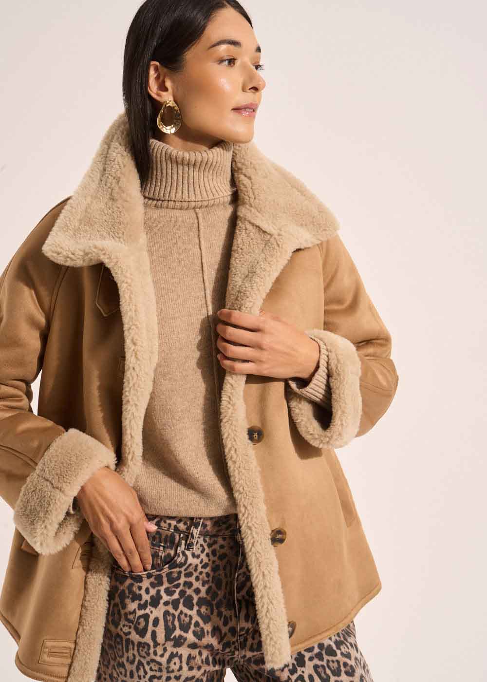 MUFFIN Manteau façon peau retournée - 1 - Sud Express - Sud Express