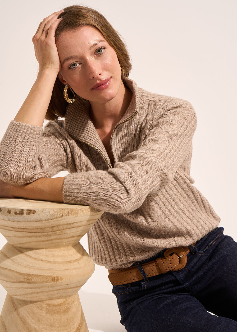 MANOUY Pull col camionneur zippé à manches longues - 1 - Sud Express - Sud Express