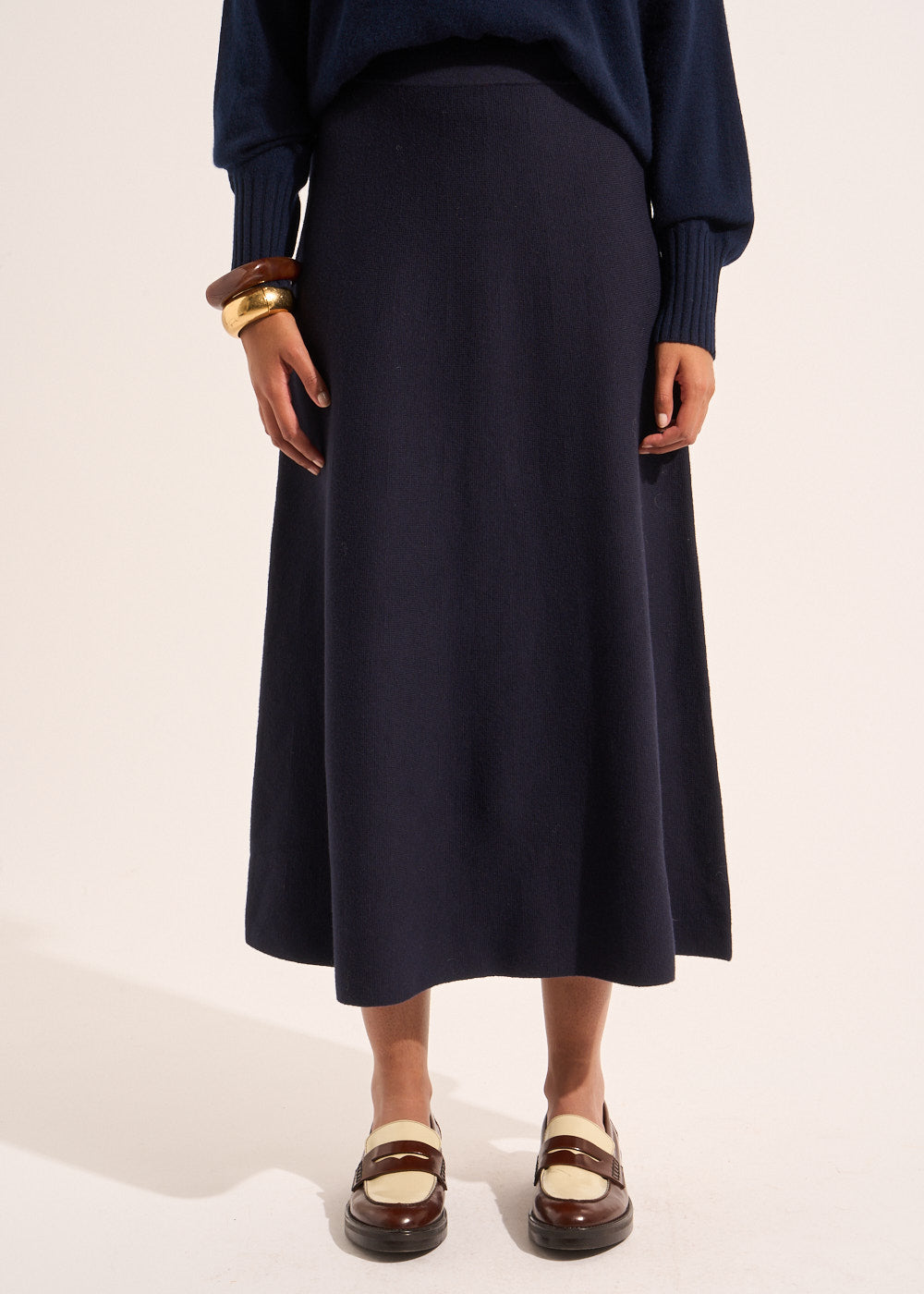 JULIENNE Jupe midi évasée en maille coton et laine - 4 - Sud Express - Sud Express