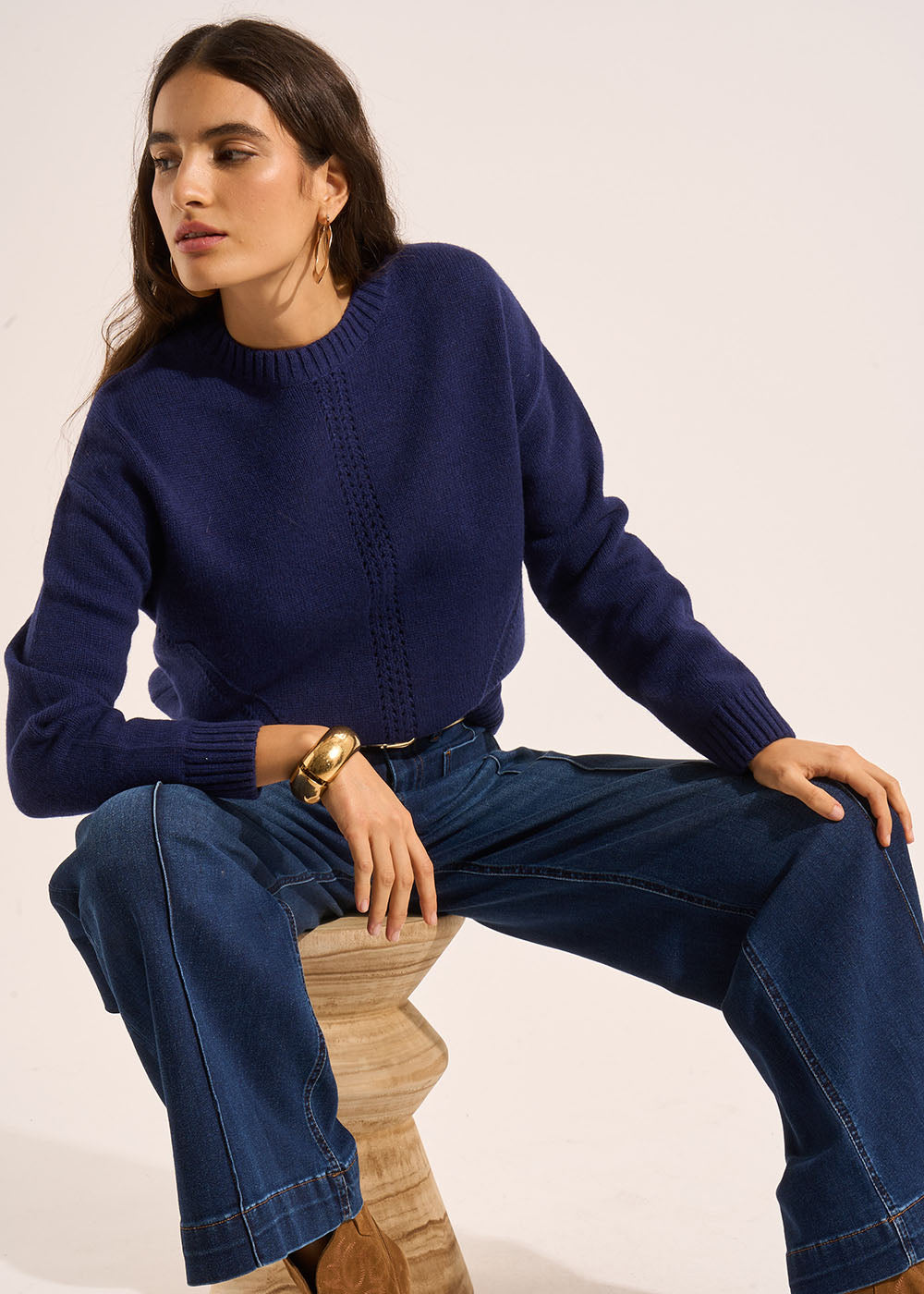 MAEVY Pull col rond à détails - 1 - Sud Express - Sud Express