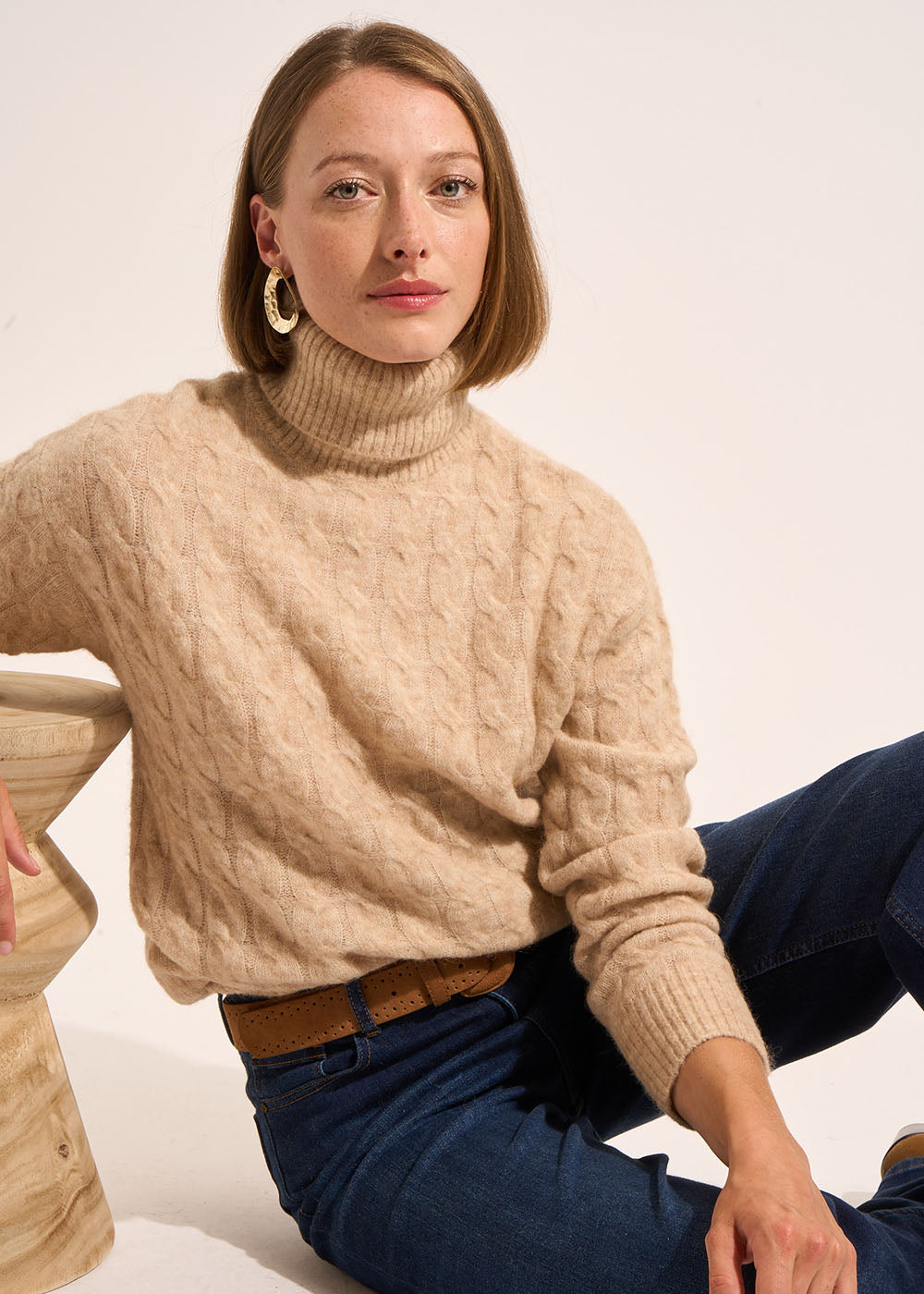 MALALA Pull col roulé torsadé à la coupe droite - 1 - Sud Express - Sud Express