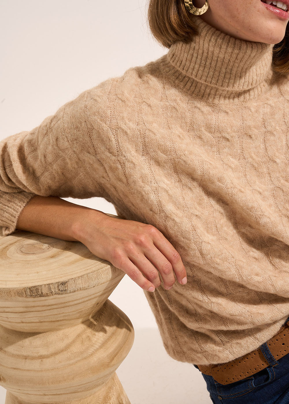 MALALA Pull col roulé torsadé à la coupe droite - 2 - Sud Express - Sud Express