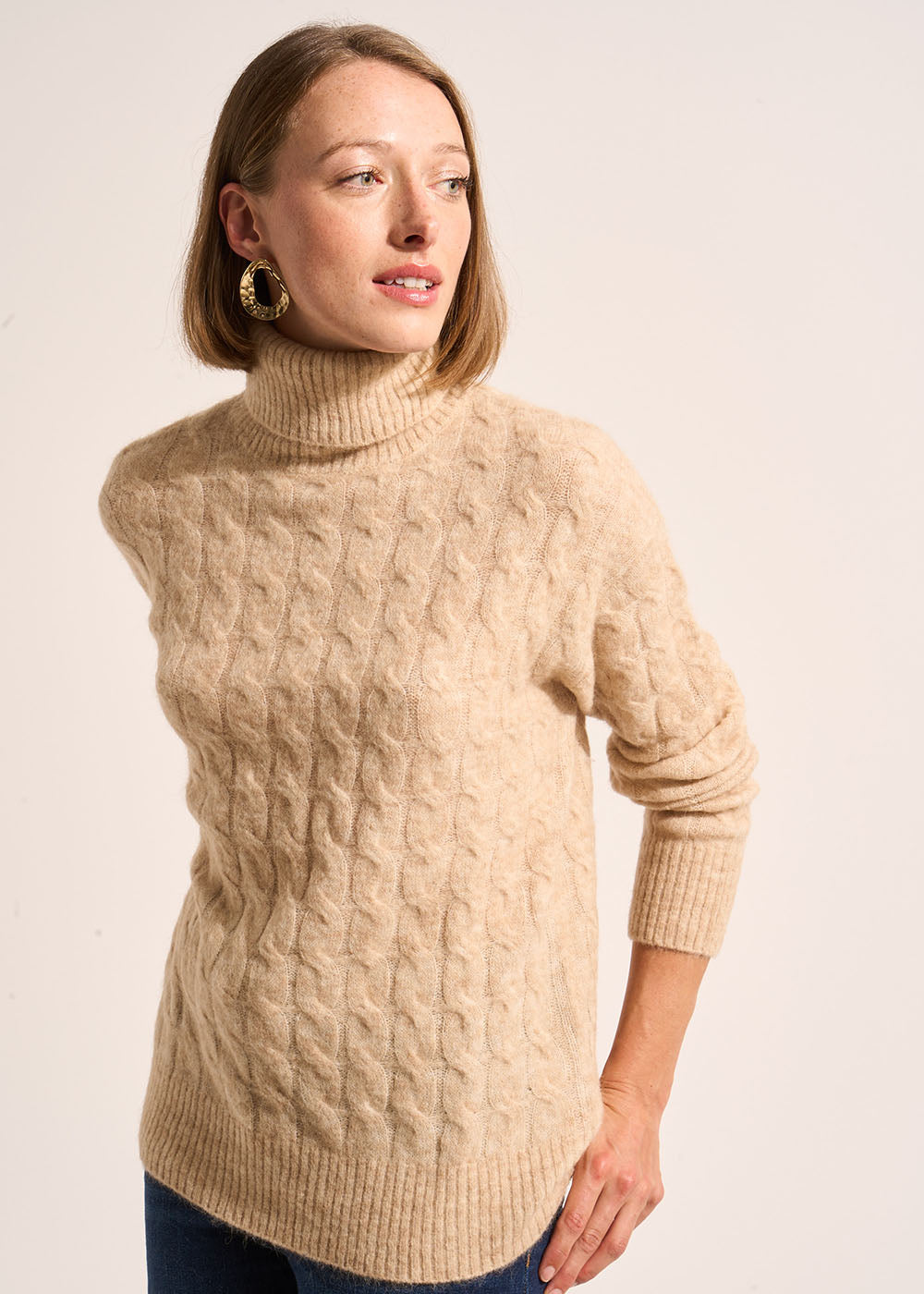 MALALA Pull col roulé torsadé à la coupe droite - 4 - Sud Express - Sud Express