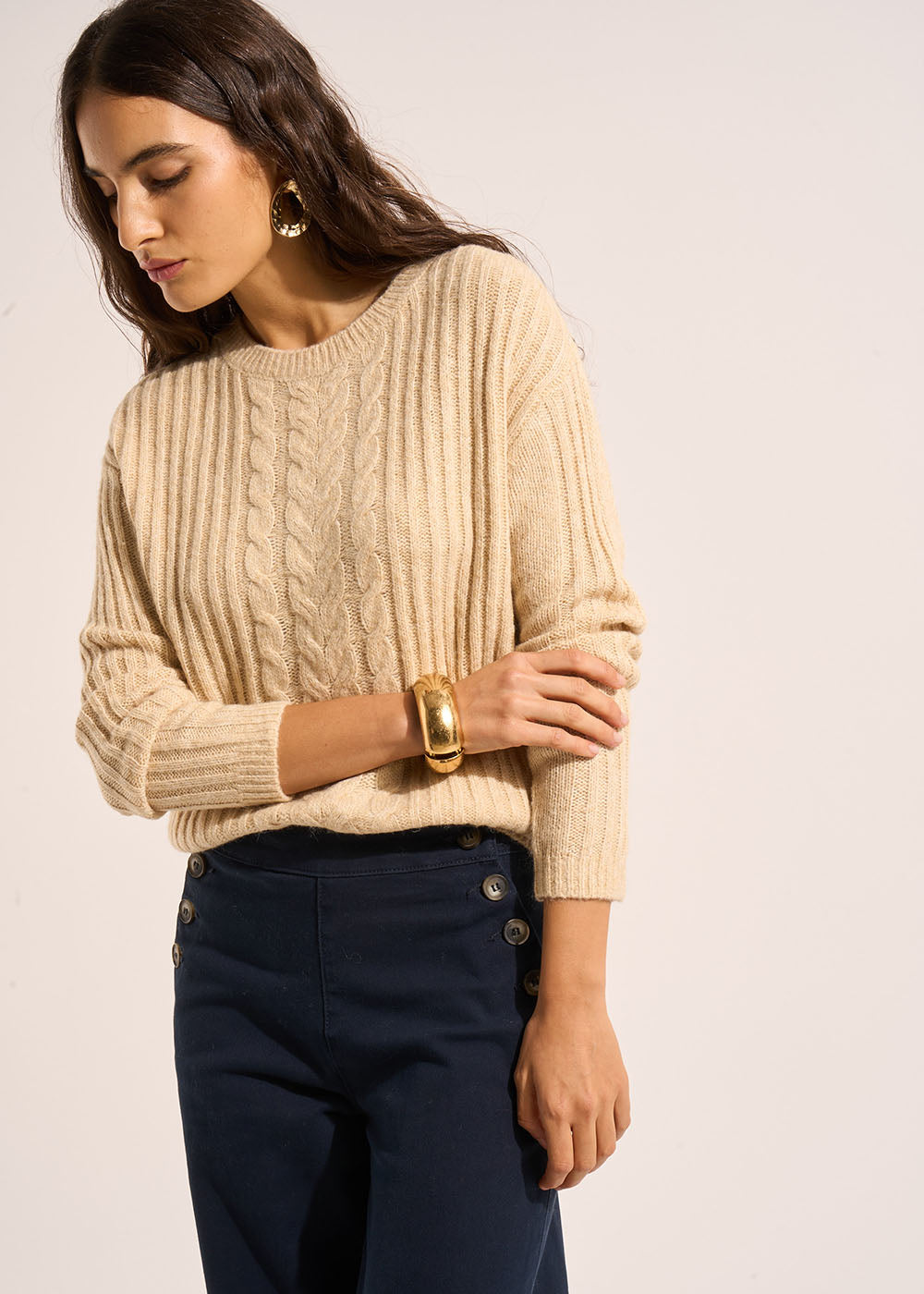 MORELLE Pull col rond torsadé - 1 - Sud Express - Sud Express