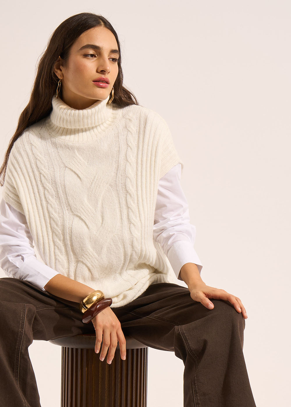 MISHOU Pull sans manches col roulé - 1 - Sud Express - Sud Express