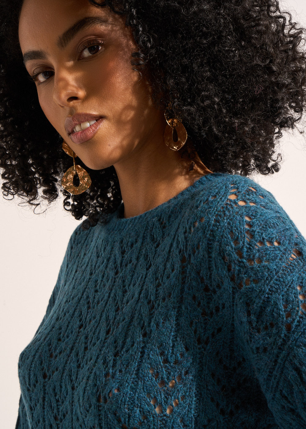 MACHOU Pull col rond avec un jeu de points en dentelle ajourée - 2 - Sud Express - Sud Express