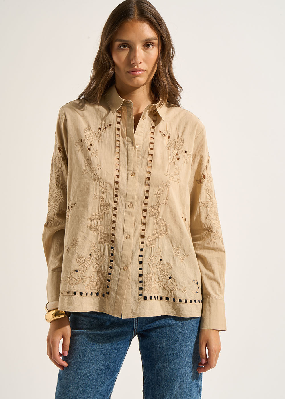 CORELIA Chemise brodée à manches longues - 1 - Sud Express - Sud Express