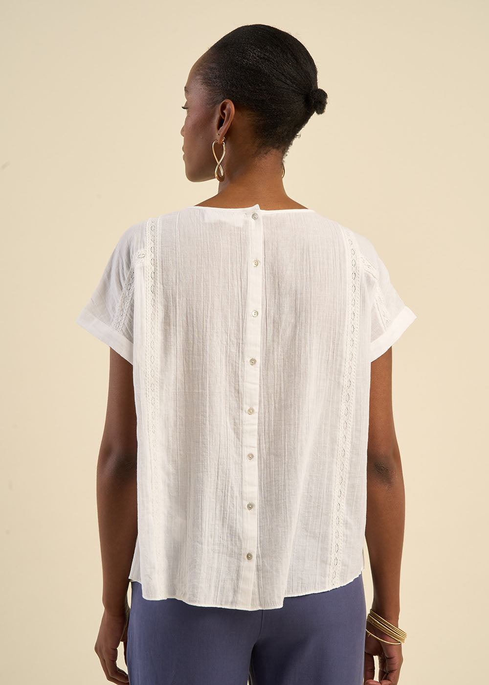 TANAEL Top brodé en gaze de coton - 3 - Sud Express - Sud Express