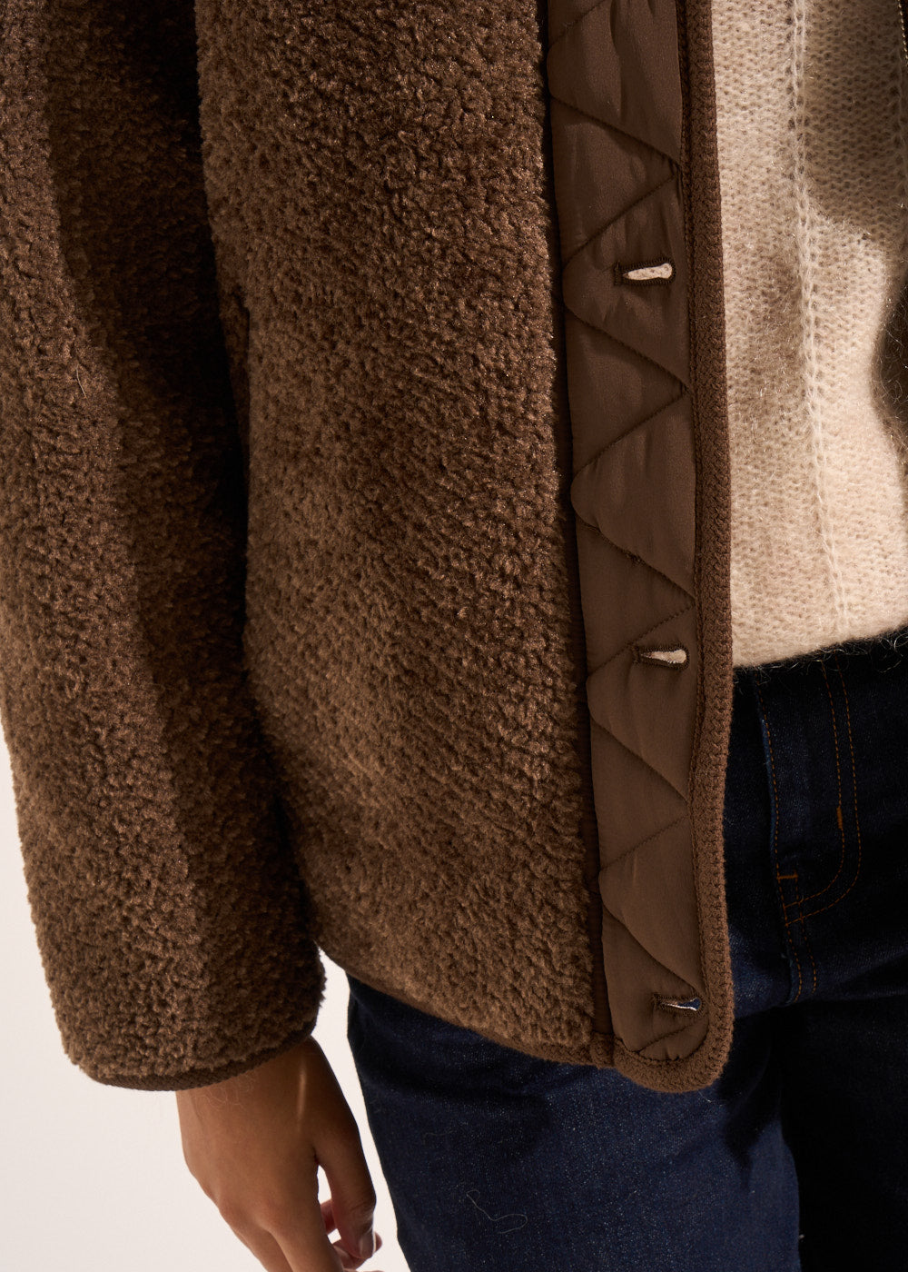 Veste courte en fausse fourrure et col matelassé - Sud Express - 4 - Sud Express