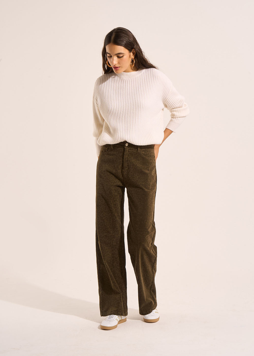 PALMANY Pantalon en velours imprimé léopard - 1 - Sud Express - Sud Express