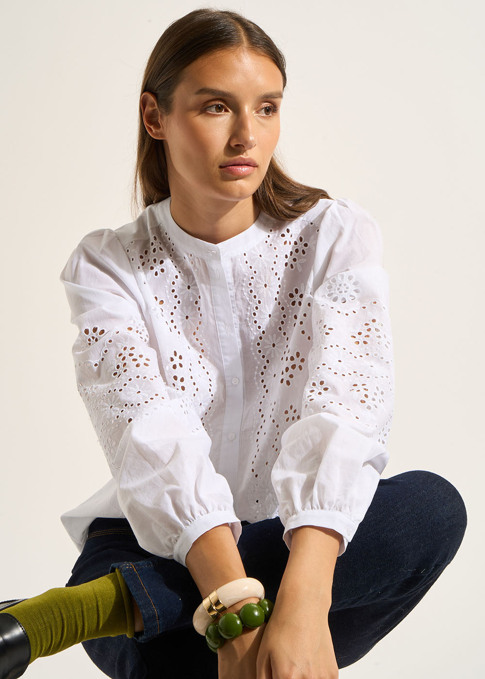 Chemisier en voile de coton et broderie anglaise - Sud Express - 7 - Sud Express