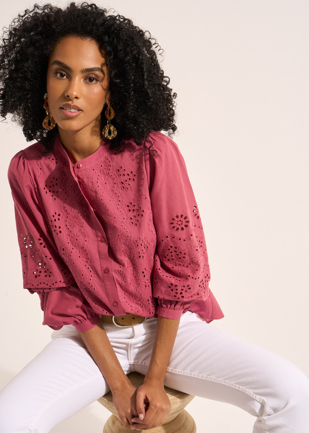 CORMINE Chemisier en voile de coton et broderie anglaise - 1 - Sud Express - Sud Express