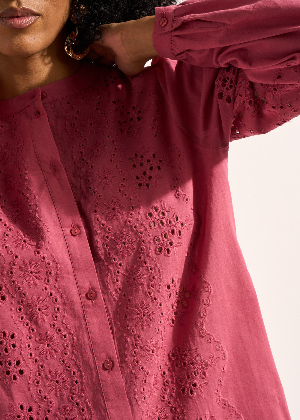 Chemisier en voile de coton et broderie anglaise - Sud Express - 7 - Sud Express