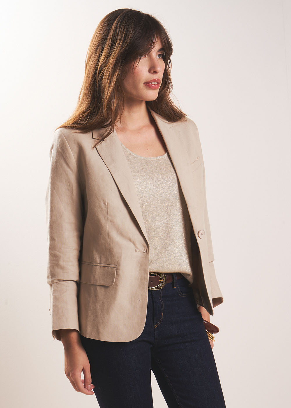 VERTIGE  Veste tailleur courte en fibres naturelles - 4 - Sud Express - Sud Express