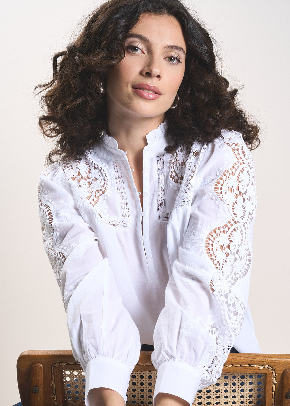 TAZURA Blouse en voile de coton brodés - 1 - Sud Express - Sud Express