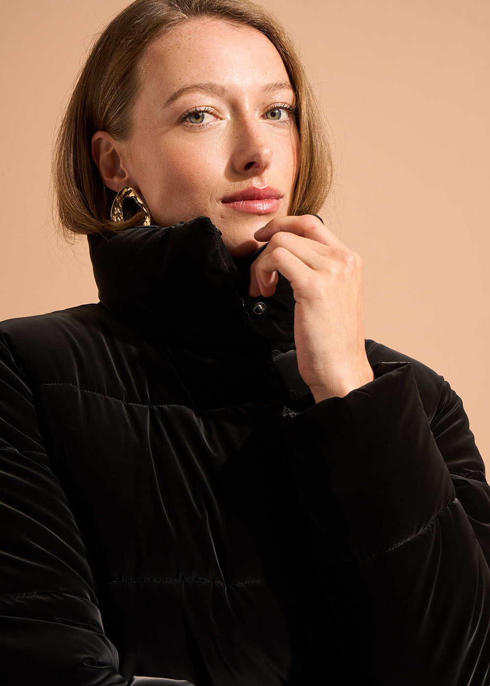 DASTYA Doudoune courte ajustée effet velours à col montant - 2 - Sud Express - Sud Express