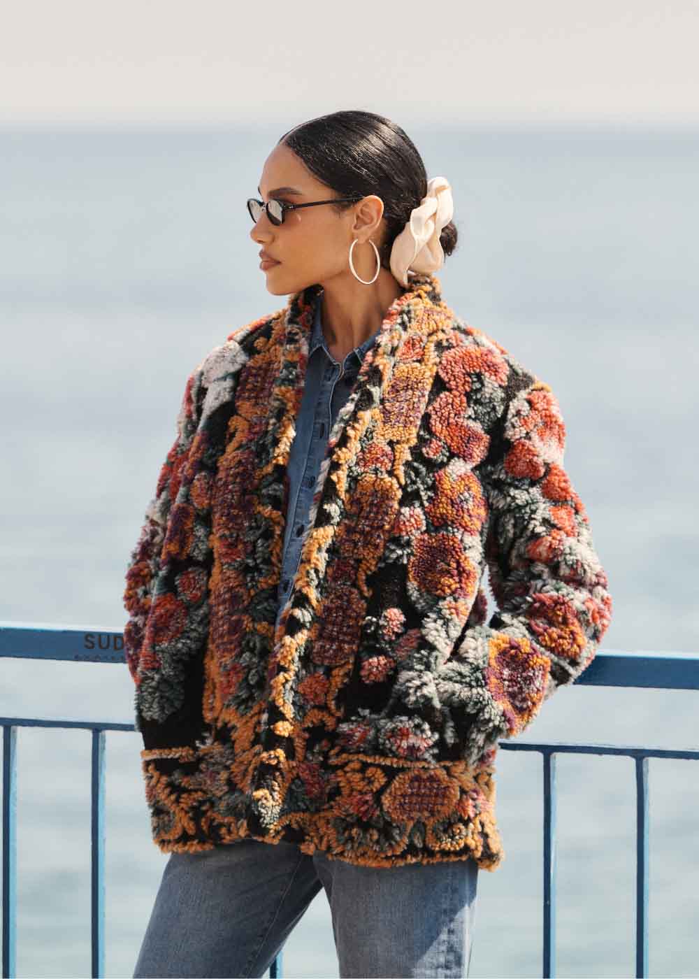 VAMALA Manteau fausse fourrure imprimée à motifs avec col cygne - 1 - Sud Express - Sud Express