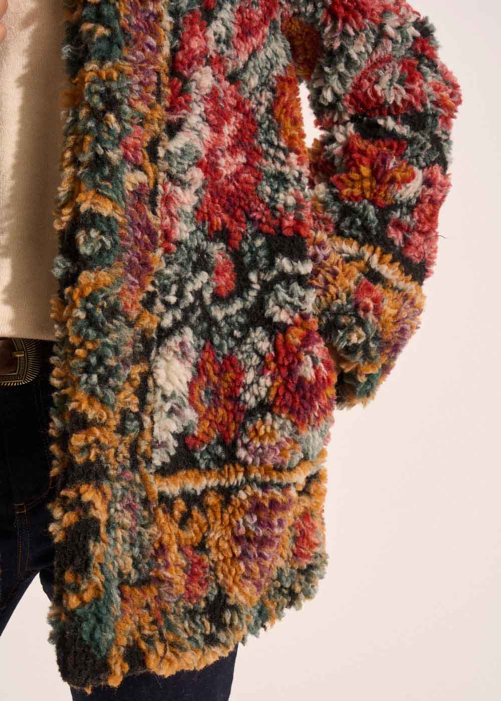 Manteau fausse fourrure imprimée à motifs avec col cygne - Sud Express - 6 - Sud Express