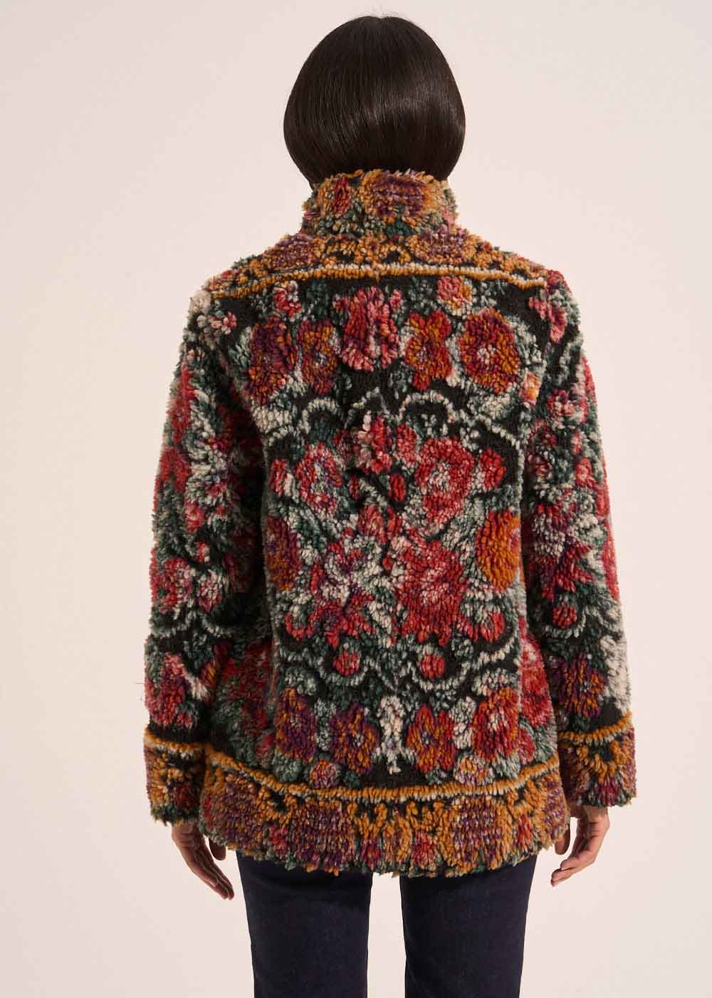 Manteau fausse fourrure imprimée à motifs avec col cygne - Sud Express - 7 - Sud Express