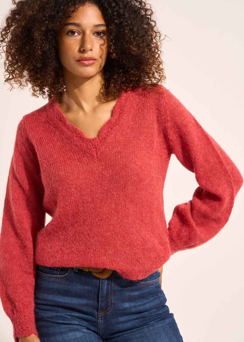 Pull col V détails crochet - Sud Express - 5 - Sud Express