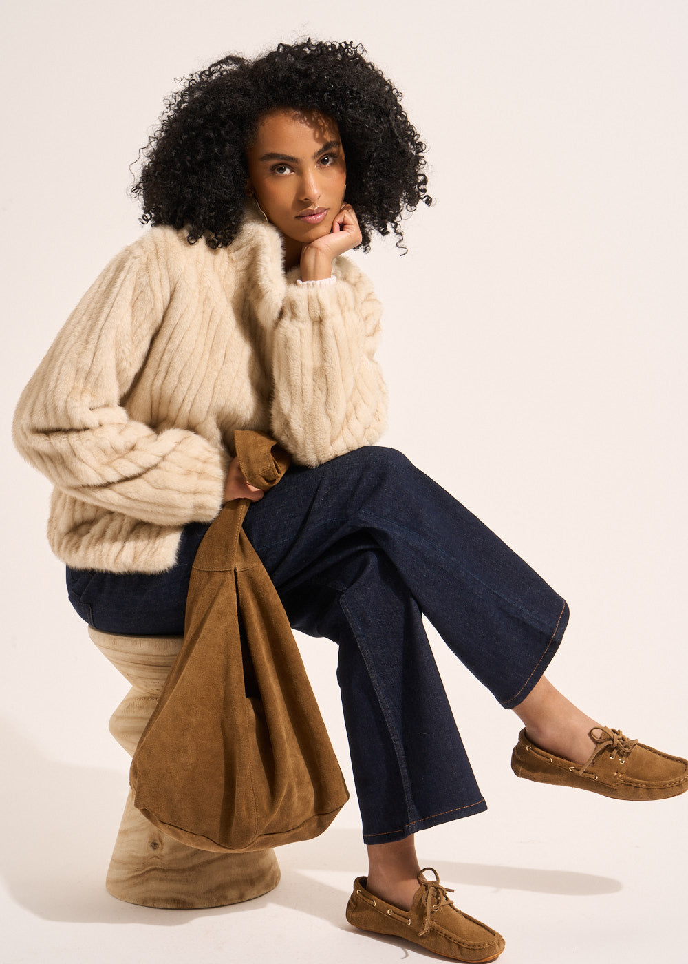 Manteau court en fausse fourrure avec col montant - Sud Express - 5 - Sud Express