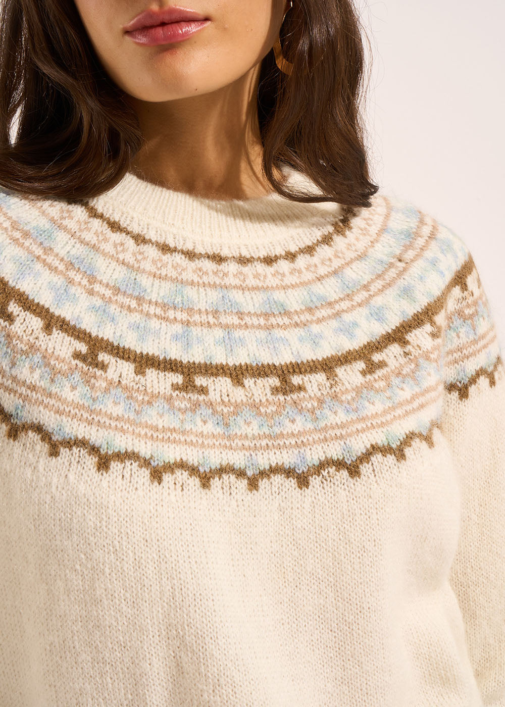 MISLANDA Pull col rond maille chaude à motifs - 2 - Sud Express - Sud Express