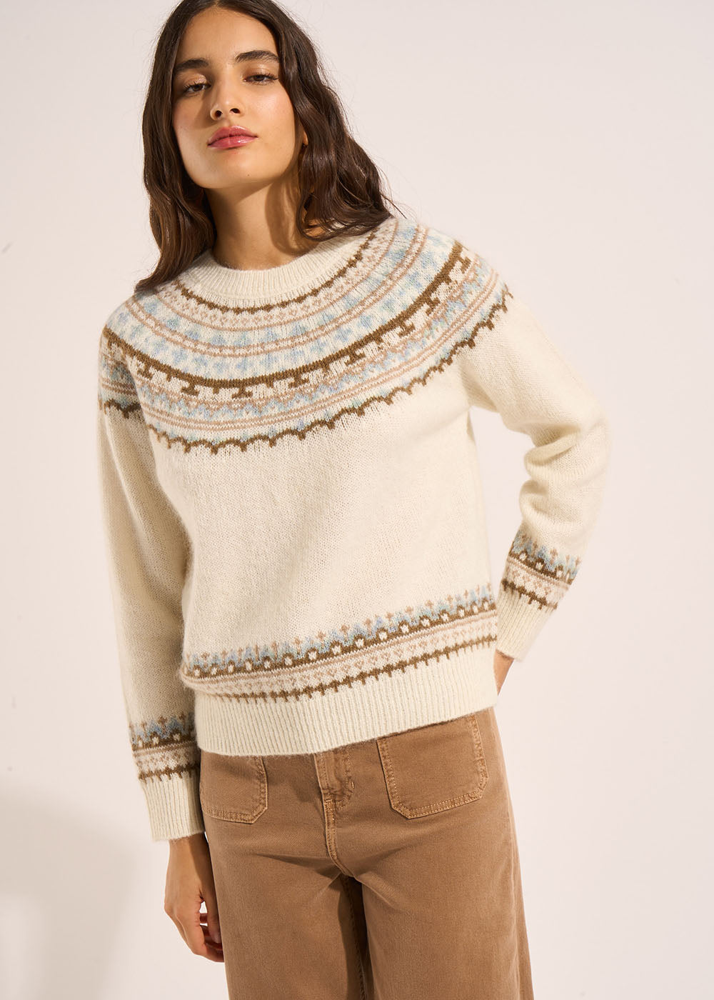 Pull col rond maille chaude à motifs - Sud Express - 5 - Sud Express