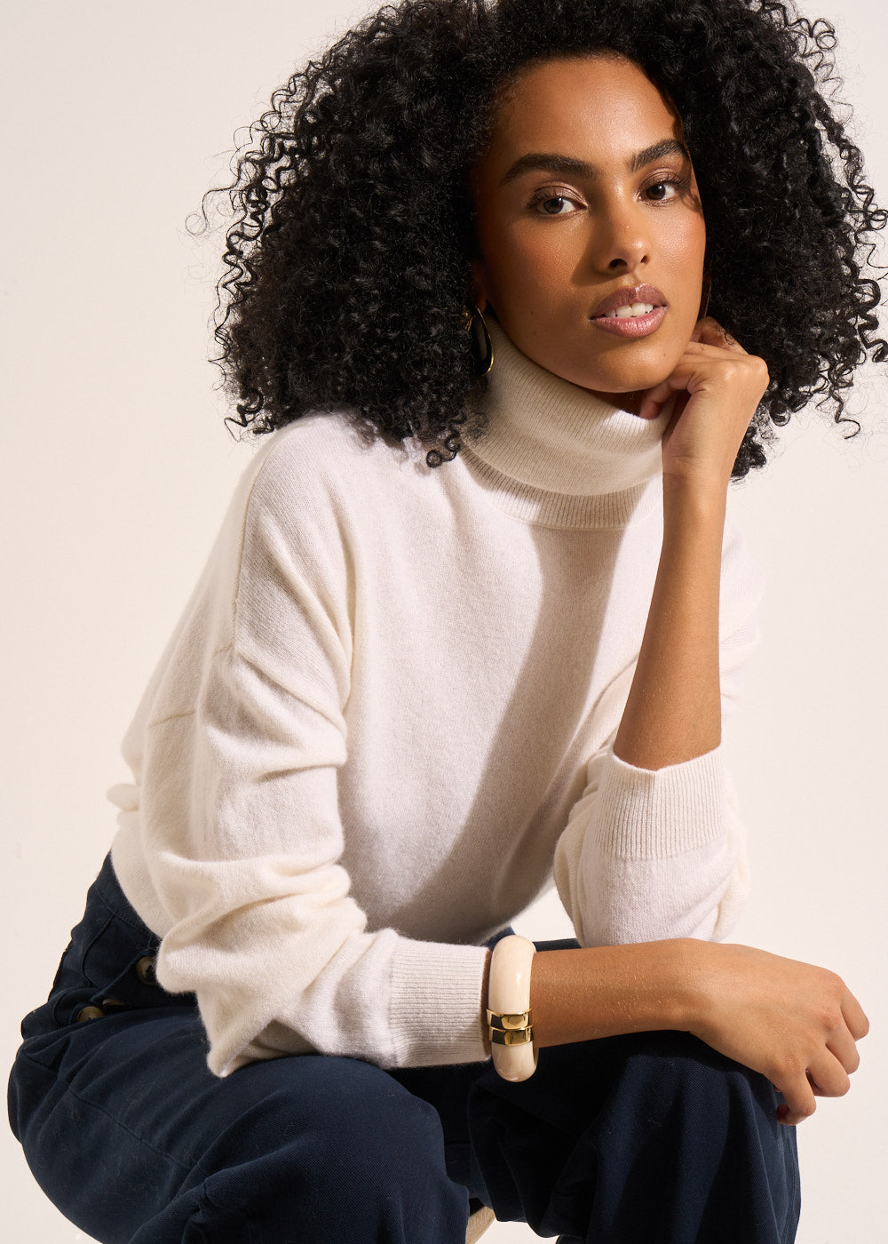 MAPOUPYA Pull col roulé ample à manches longues en cachemire - 1 - Sud Express - Sud Express