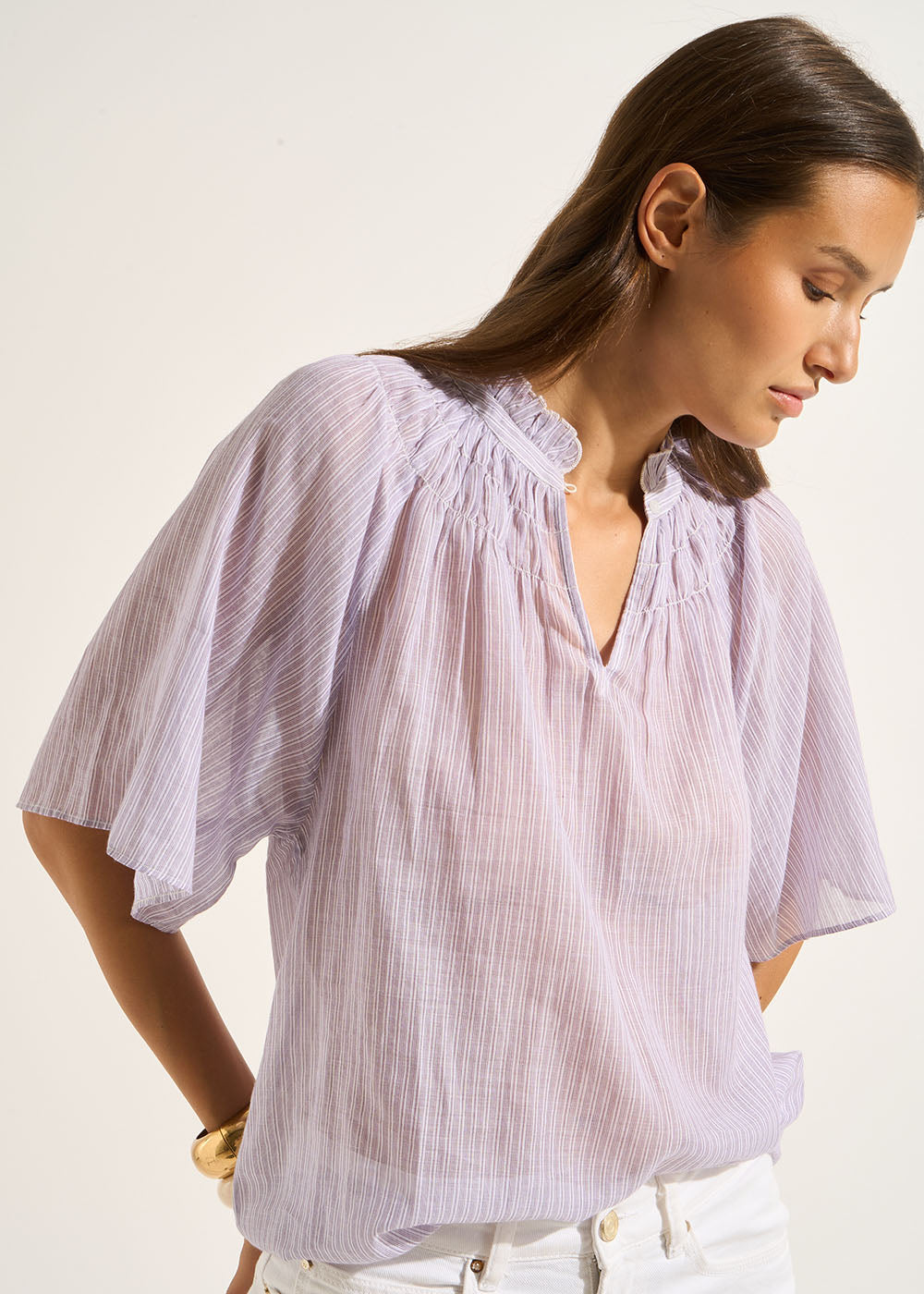 TEZALOU Top fluide à fines rayures - 1 - Sud Express - Sud Express