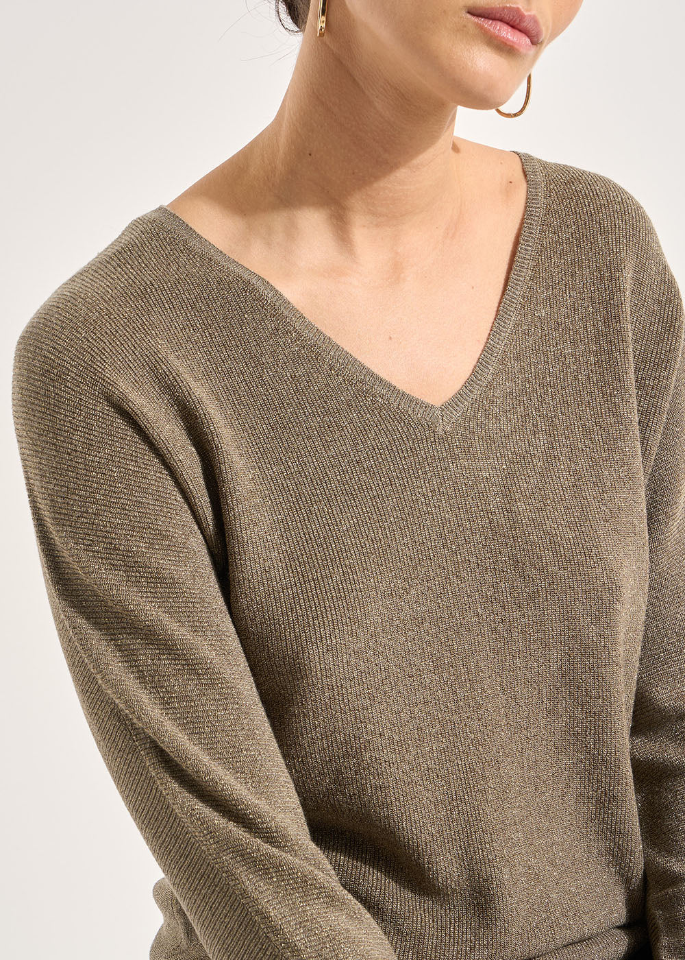 MACARENOU Pull col V manches chauve-souris avec fils lurex - 2 - Sud Express - Sud Express