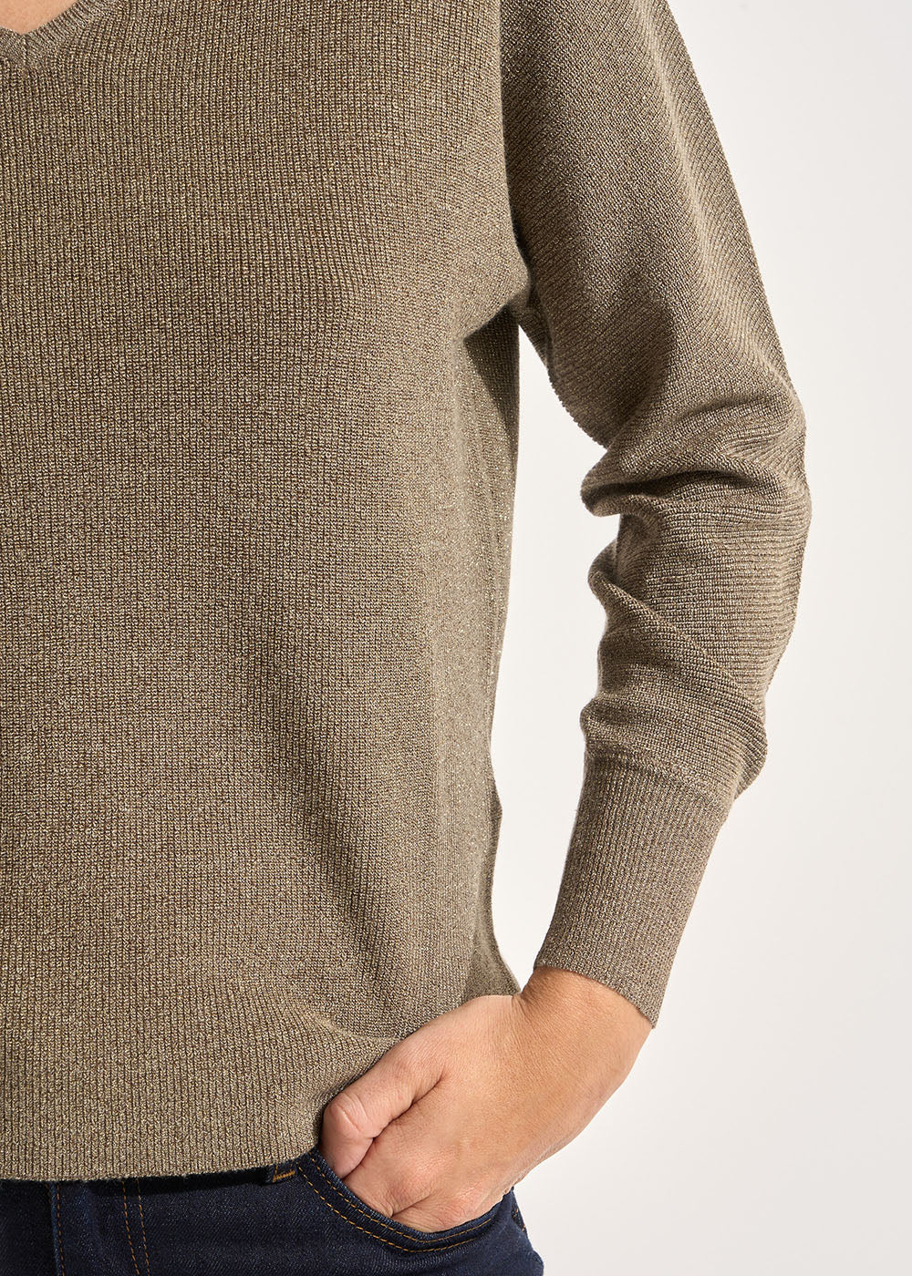 MACARENOU Pull col V manches chauve-souris avec fils lurex - 4 - Sud Express - Sud Express