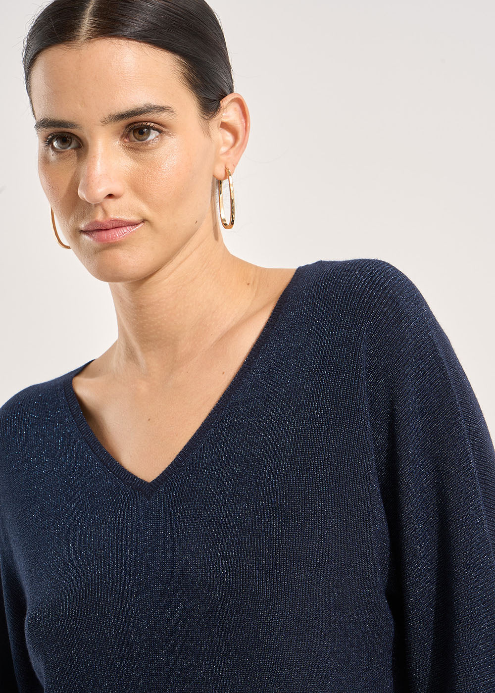 Pull col V manches chauve-souris avec fils lurex - Sud Express - 5 - Sud Express