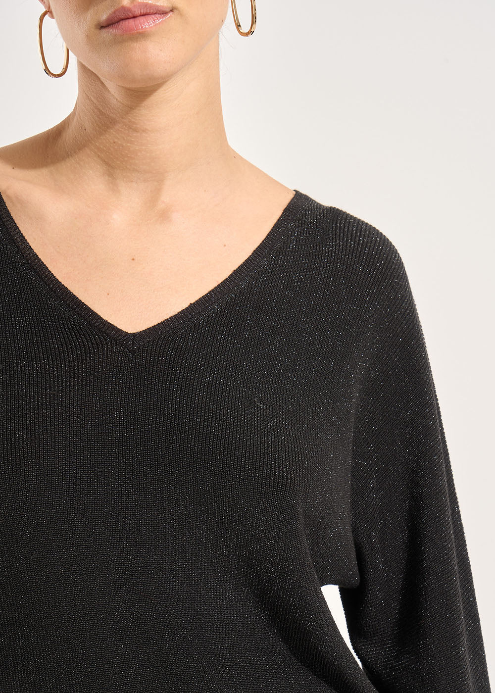 MACARENOU Pull col V manches chauve-souris avec fils lurex - 2 - Sud Express - Sud Express