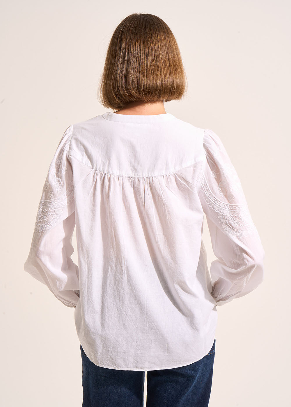 CALENA Chemise ample en voile de coton brodé et col tunisien - 3 - Sud Express - Sud Express