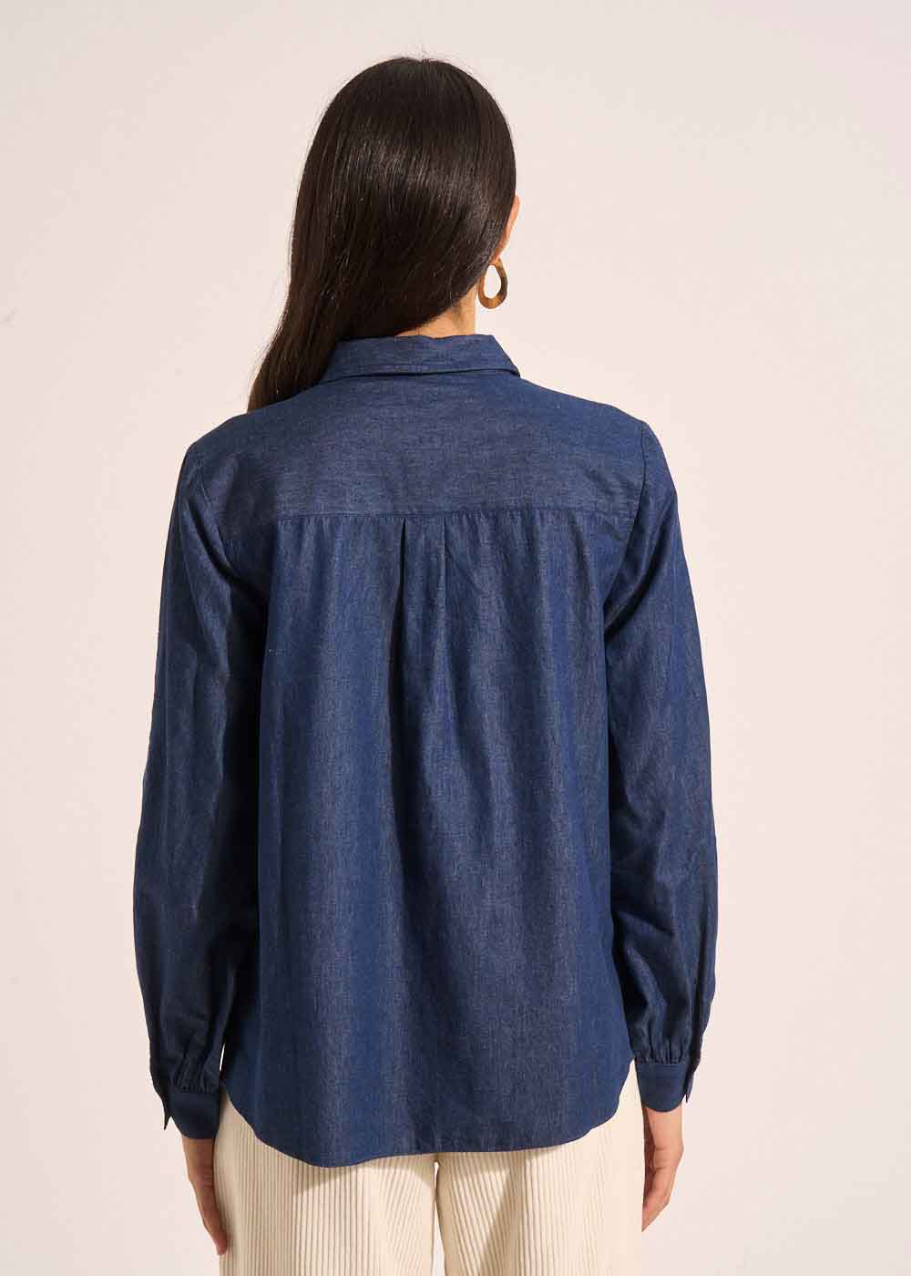 Blouse en denim brodée - Sud Express - 3 - Sud Express