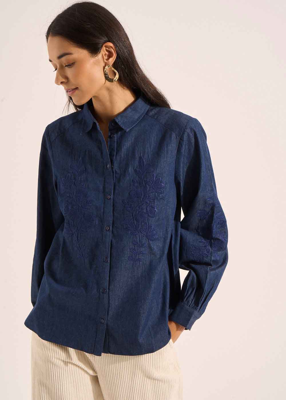 CADOULINE Blouse en denim brodée - 4 - Sud Express - Sud Express