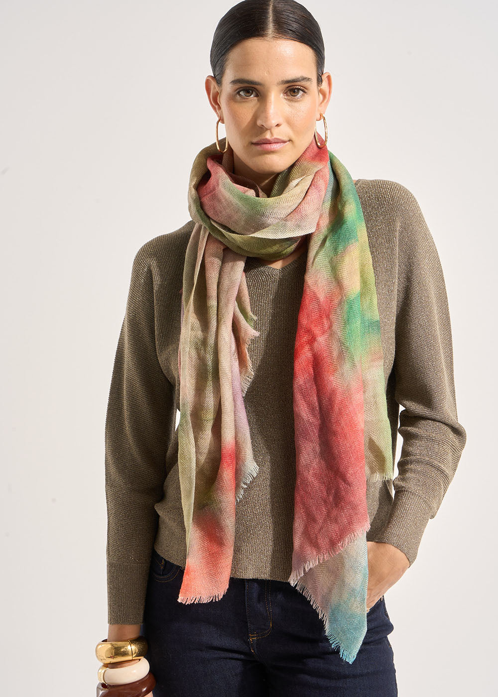 Foulard effet aquarelle en laine - Sud Express - 1 - Sud Express