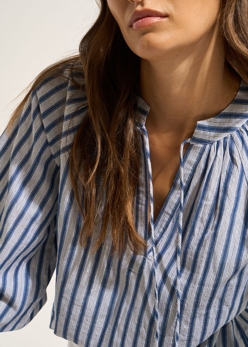 TOBY Blouse à rayures brillantes et manches longues amples - 2 - Sud Express - Sud Express
