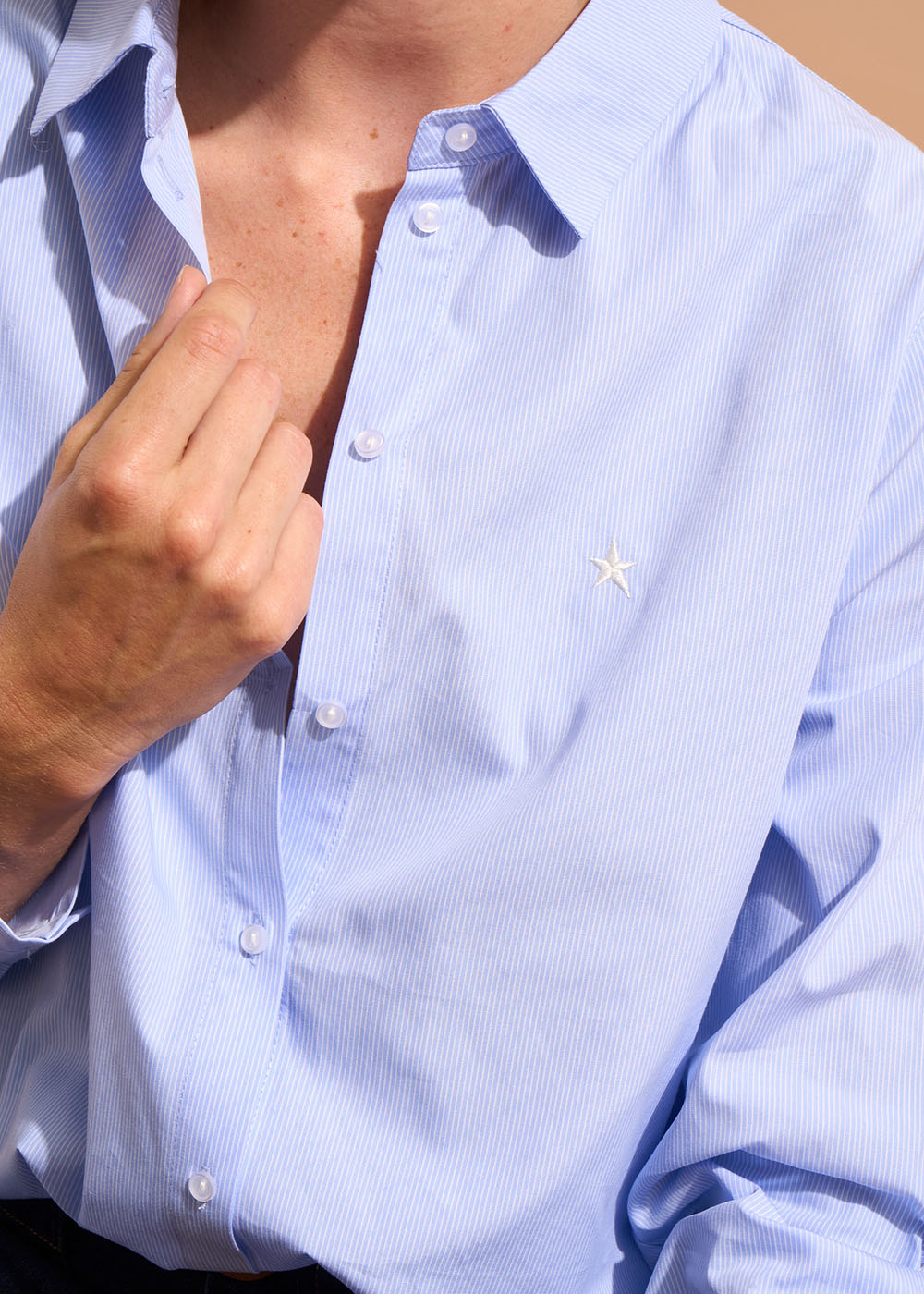 CANOLA Chemise cintrée en coton rayé avec broderie étoile - 2 - Sud Express - Sud Express
